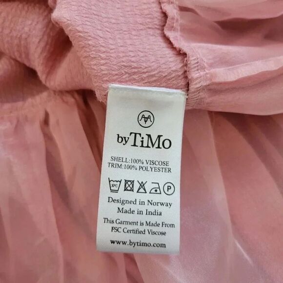 ByTimo Bubble Pink Viscose Shirred Ruffle Long Sleeve Dress XS - Picture 12 of 12
